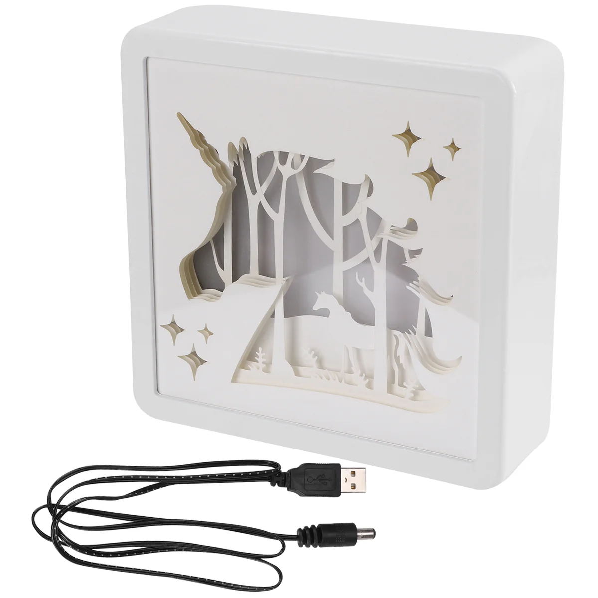 Единорог Свет Ретро 3D Коробка для вырезания из бумаги Внутренние декоративные