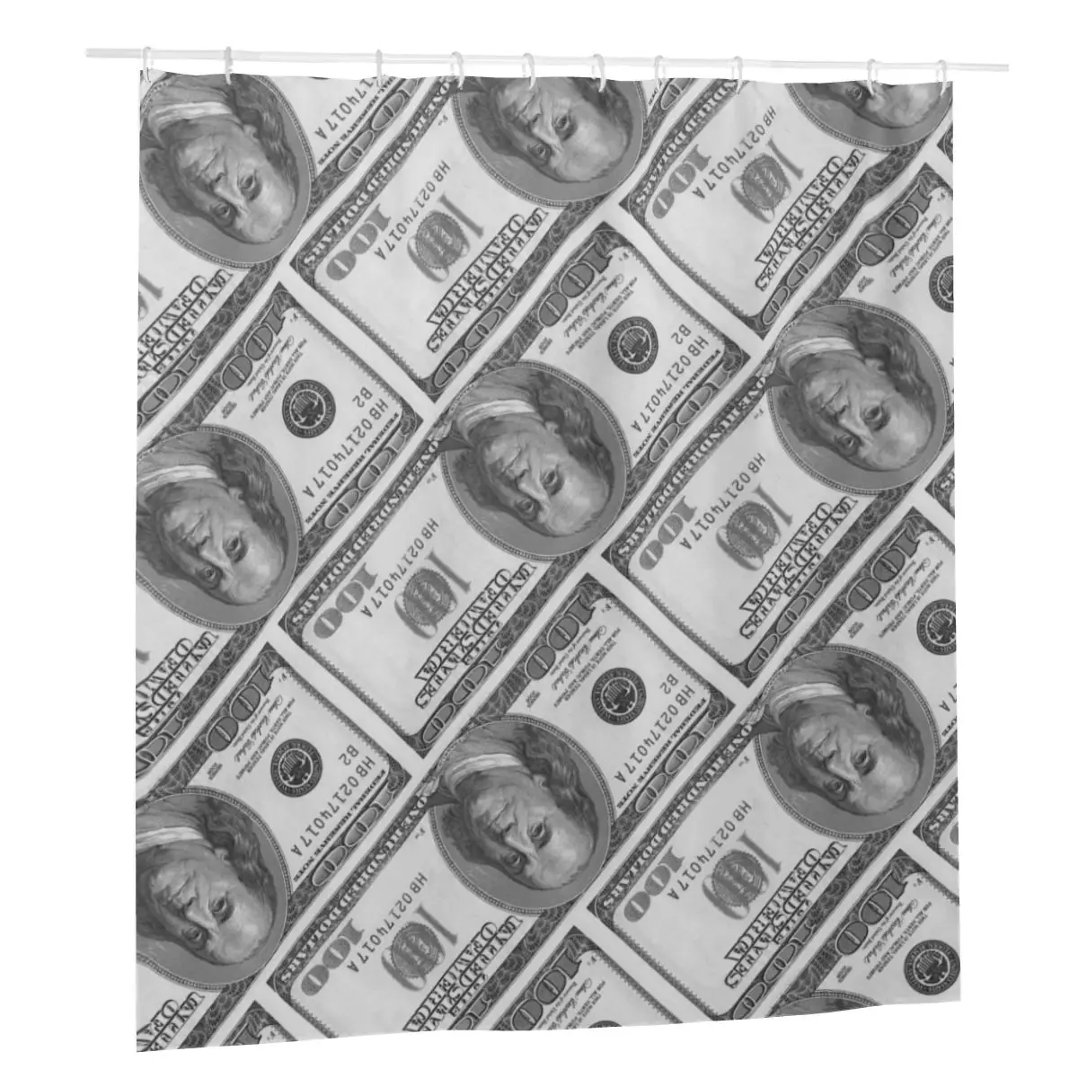 

100 Dollar Bill USA Shower Curtains Money Pattern Bathroom Polyester Waterproof Bath Curtain with 12pcs Hooks