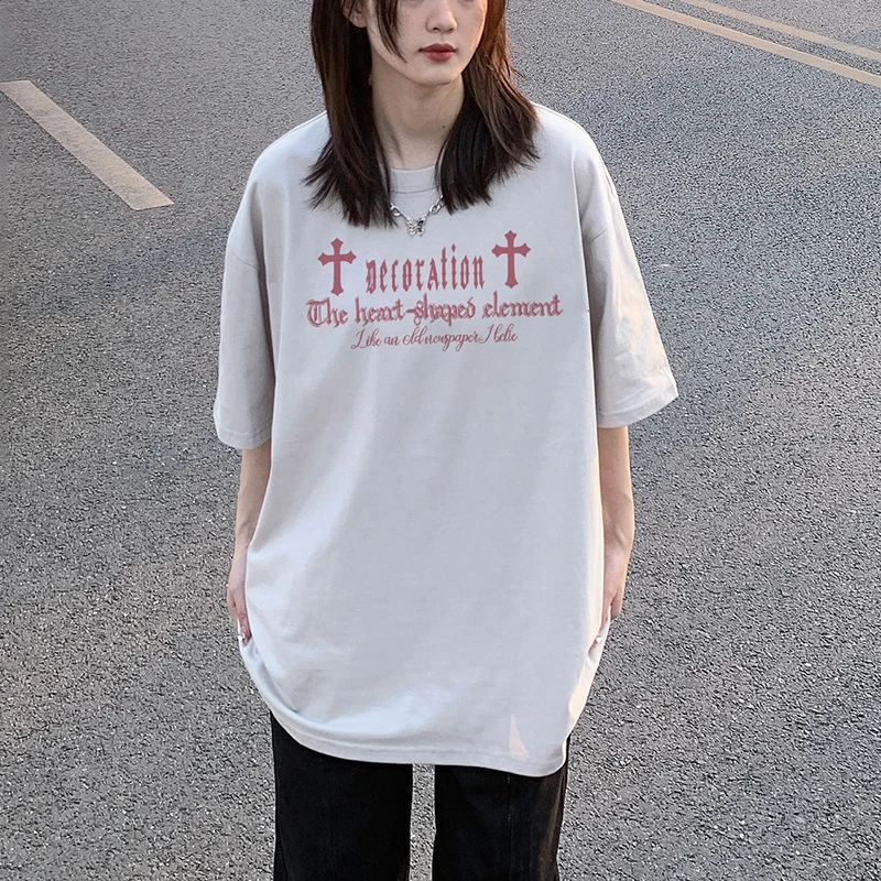 

Женский свободный топ с коротким рукавом, в стиле Харадзюку