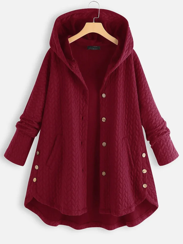 2022 Womens Winter Jacket Coat Fashion Women Button Mid-Length Coat For Spring Fall Solid Color Long Sleeve Hooded Coat Dropship