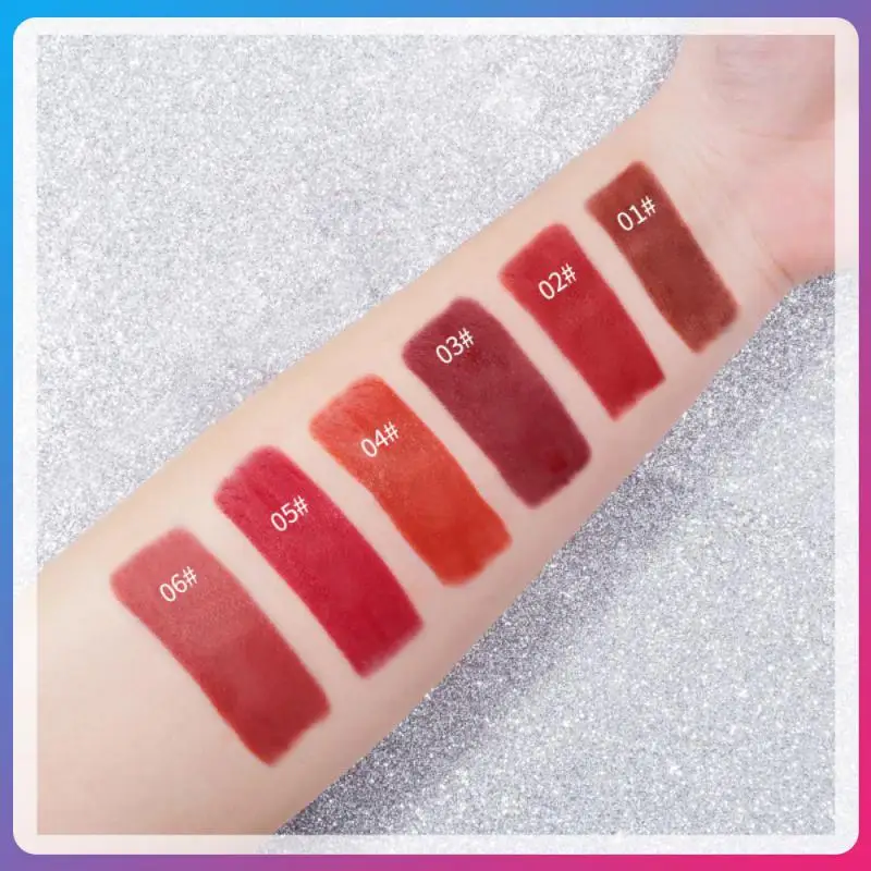 

6 Colors Matte Lipstick Tubes Waterproof Long Lasting Sexy Red Purple Lipstick Pigments Makeup Never Fade Away Cosmetics TSLM2