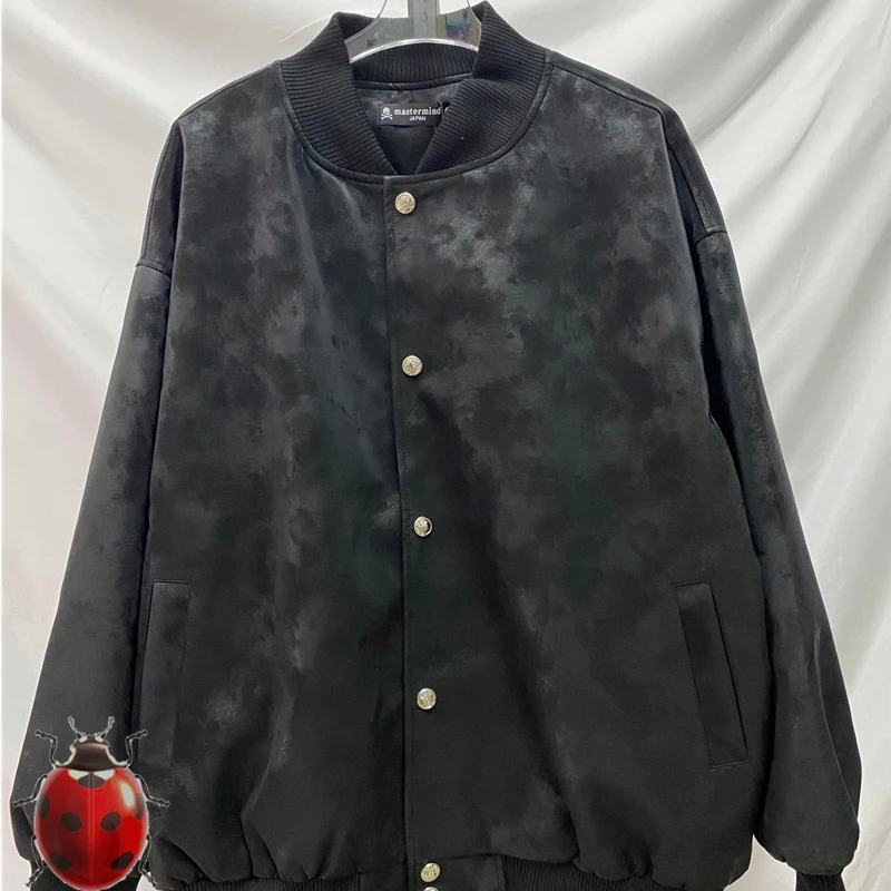 Black Tie Dye Mastermind Jacket Heavy Fabric Men Women Skull Print Single-breasted Jacket Inside Fleece Outdoor Coat Japan MMJ