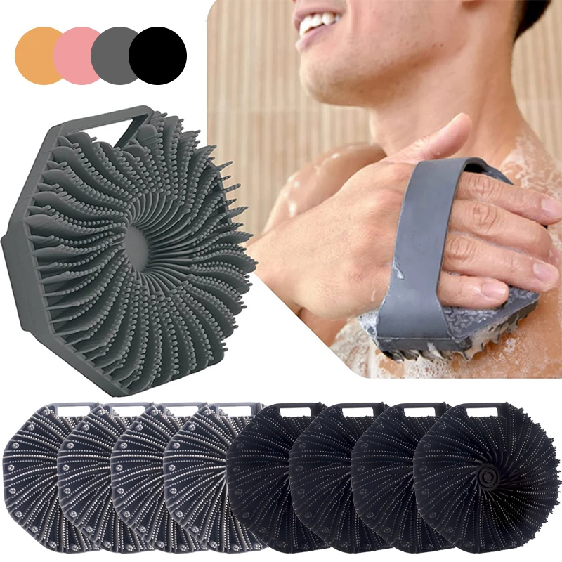 

1/4Pcs Silicone Body Scrubber Round Bath Shower Brush Multi-Functional Portable Wall-Mounted Skin Care Cleaning Brushes Home