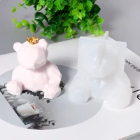 3d stereo bear silicone mold diy animal shaped candle mold handmade gypsum soap making supplies chocolate cake easter bunny egg