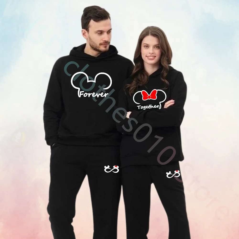 

Couple Hoodie Set Together Forever Print Sweatshirt+Sweatpants Suit Jogging Tracksuit Men's Women Casual Sportswear Clothing