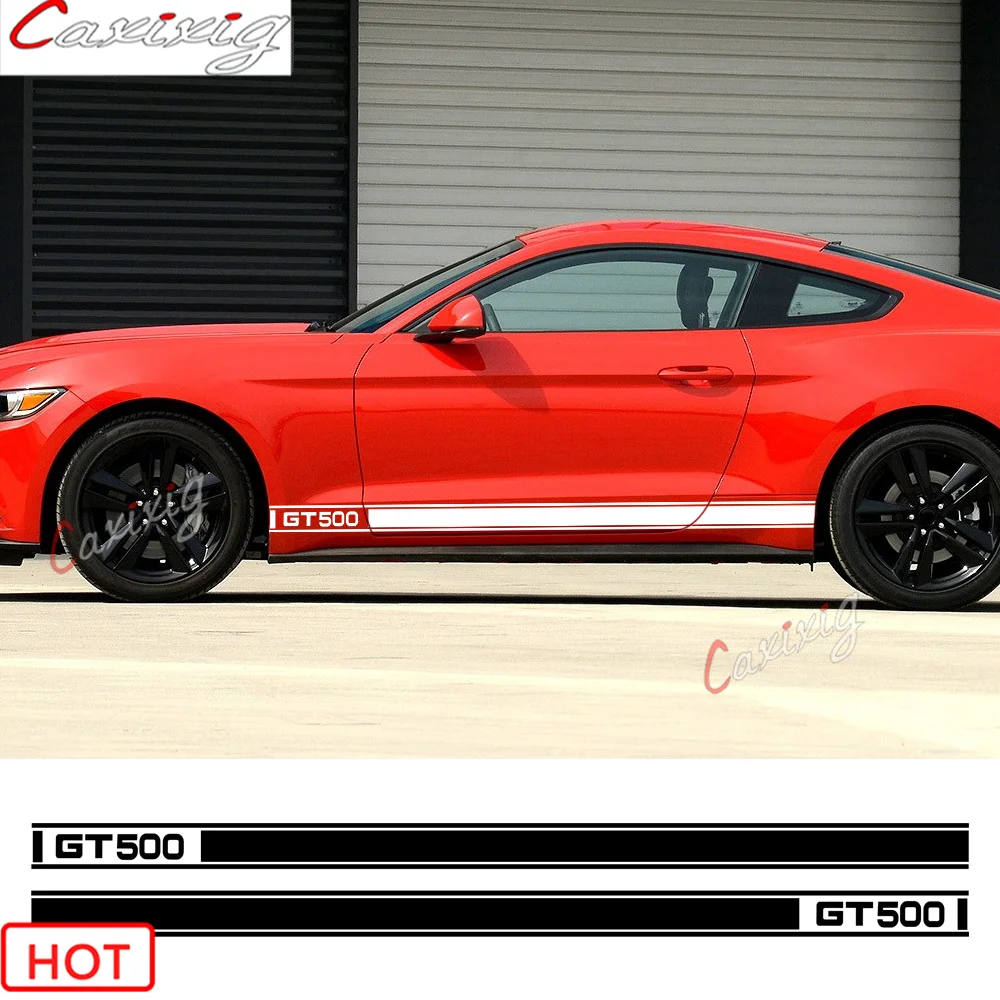 

Ралли гонки полосы виниловая наклейка Графический корпус дверь боковая юбка наклейки для Ford Mustang GT 500 2015-2017 аксессуары