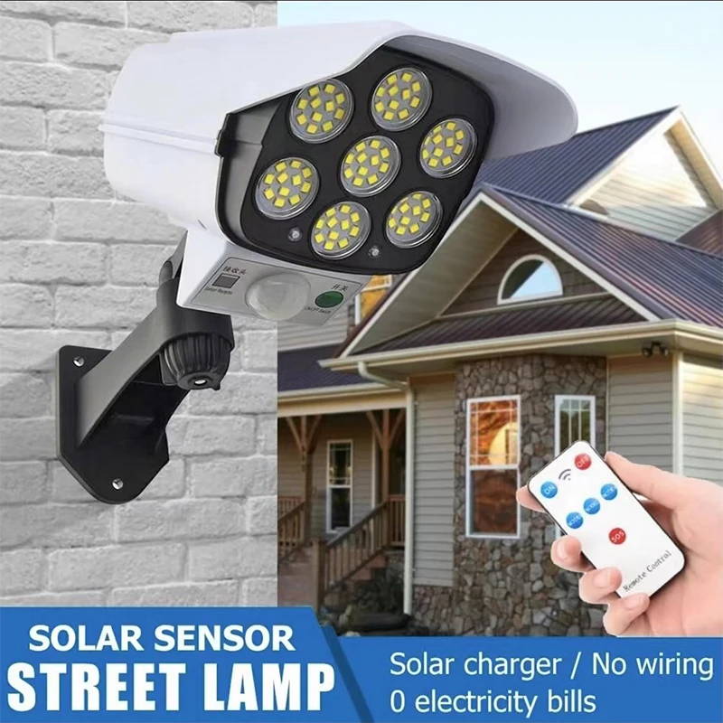 

77 LED Solar Light Motion Sensor Security Dummy Camera Wireless Outdoor Flood Light IP65 Waterproof Lamp 3 Mode For Home Garden