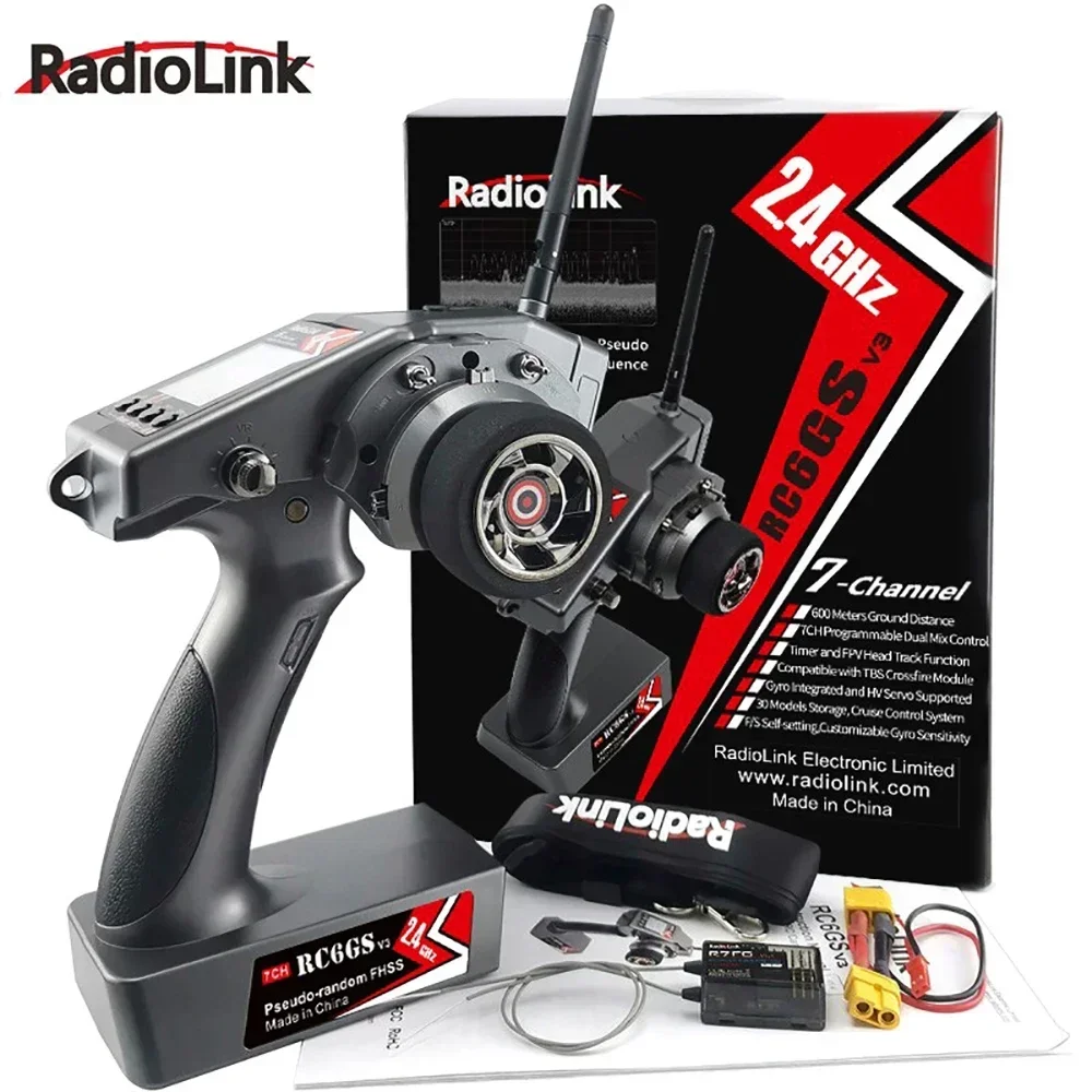Radiolink RC6GS V3 2,4G 7-канальный радиопередатчик с приемником R7FG гироскопическая телеметрия для радиоуправляемого автомобиля, лодки (art.: 3920cfd13eaaf) - 3920cfd13eaaf