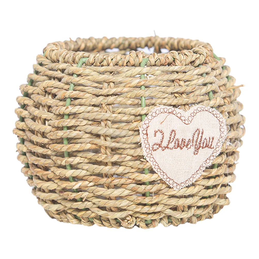 

Basket Flower Planter Pot Container Seagrass Woven Wicker Flowerpot Pots Garden Storage Vase Landscape Micro Farmhouse Grass