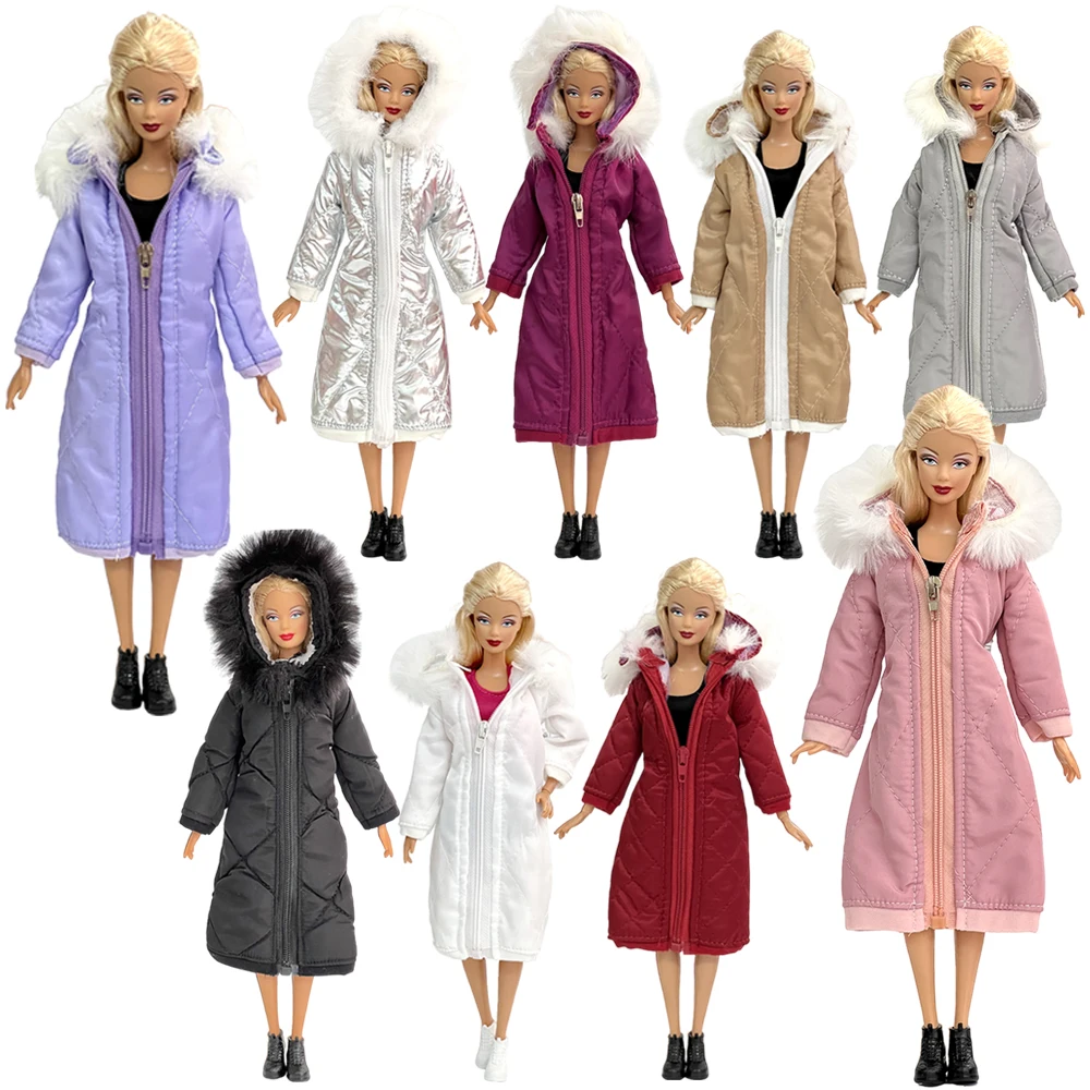 Фото NK 1 шт. красивое длинное пальто Хлопковое платье для куклы Барби одежда зимняя