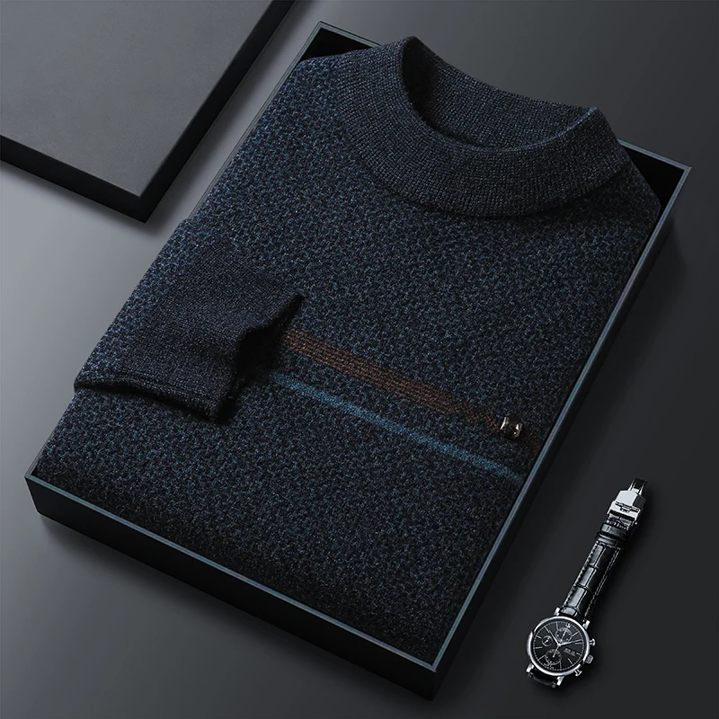 

Свитер мужской повседневный облегающий, модный вязаный теплый пуловер для работы и отдыха, брендовая одежда, осень-зима