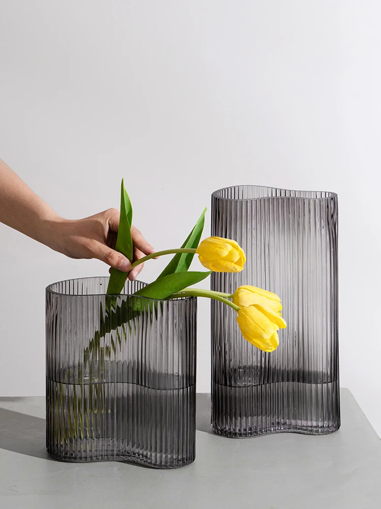 

European Vertical Glass Vase Flower Arrangement Hydroponic Flower Vase Transparent Flower Pot Desktop Living Room Decoration New