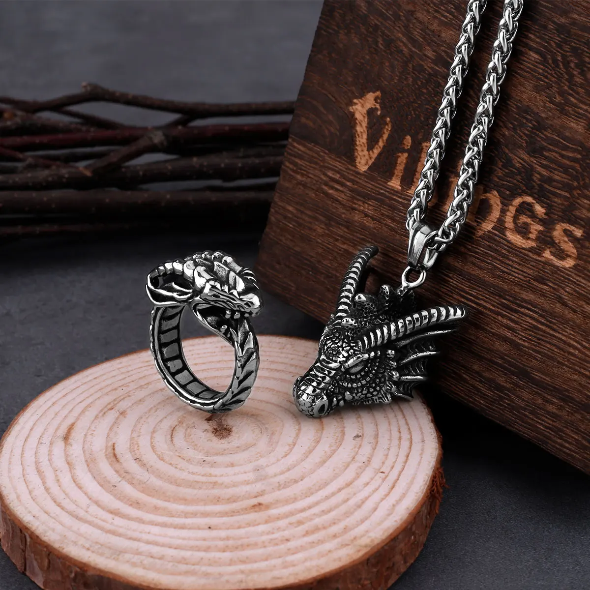 Dragon Stainless Steel Pendant Necklace 