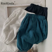 rinikinda children summer pants loose korea solid color breathable trousers for boys harem pants girls simple kids wide pants