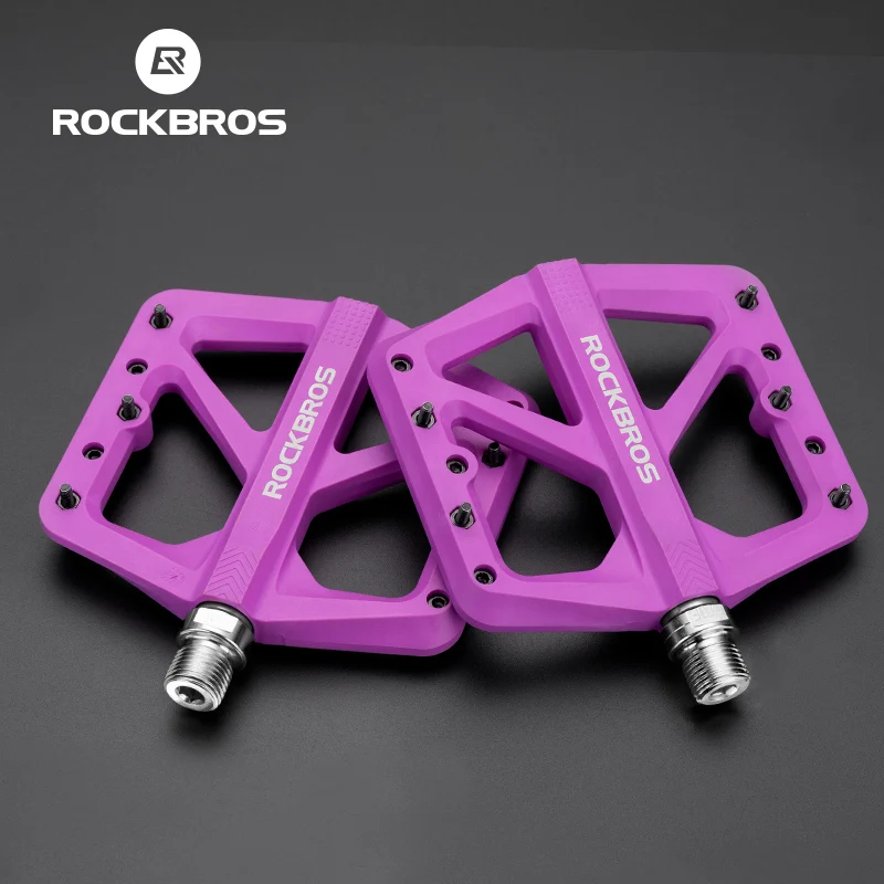 

ROCKBROS official Mountain Bike DU Bearing Lock Pedal Nylon Pedals Aluminum Alloy Widen Area Ultralight Cycling Accessories