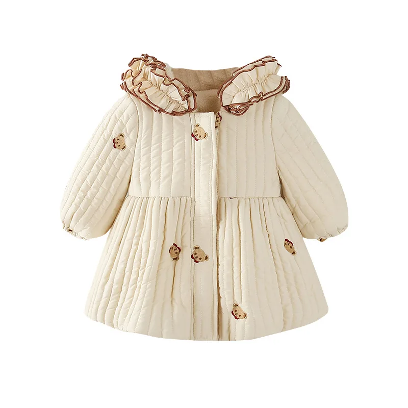 

Осенне-зимние топы, детская одежда, верхняя одежда для маленьких девочек, повседневные плотные бархатные пальто с капюшоном для младенцев, ...