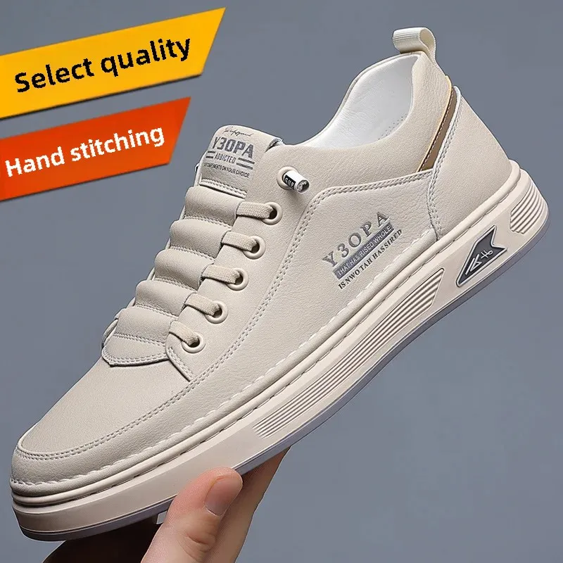 Универсальные повседневные модные весенние новые мужские кожаные туфли 2024