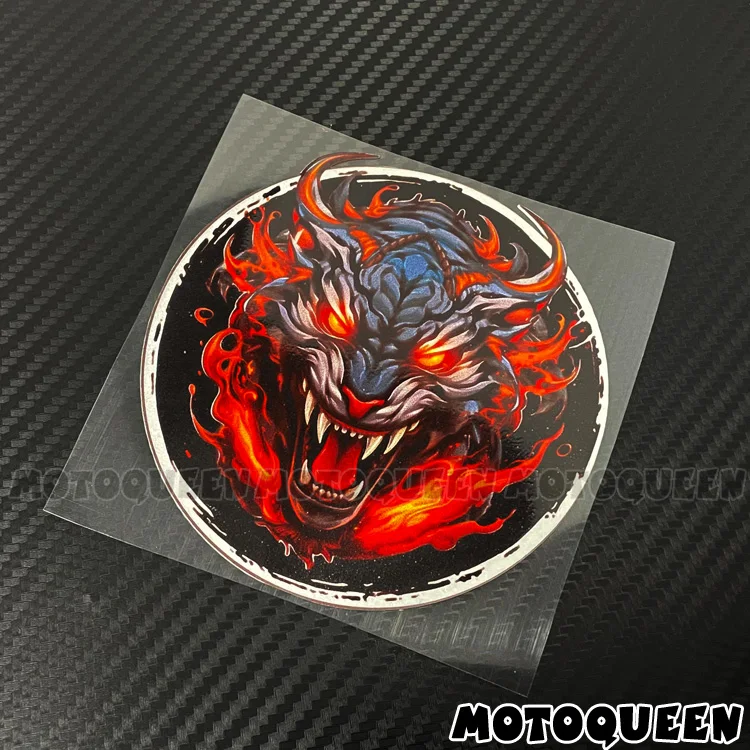 Мотоциклетная наклейка на бак алюминиевый боковой ящик волк пламя всадник