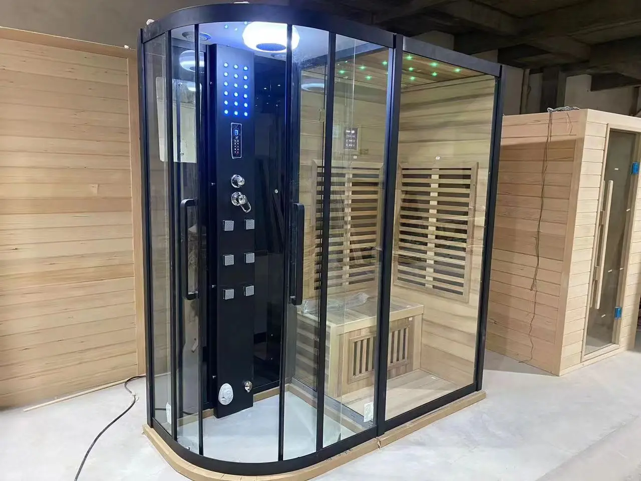 

1700X1100X2200mm Far Infared Heating Sauna Wet Steam Shower Cabin Enclosure Customizable Sizes Combination Room LN000