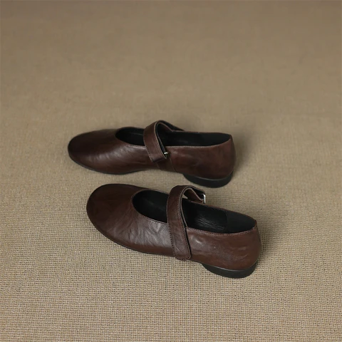 FEDONAS/Новые женские туфли Мэри Джейн из натуральной кожи на низком каблуке, повседневные весенние туфли-лодочки с пряжками и круглым носком, новая обувь