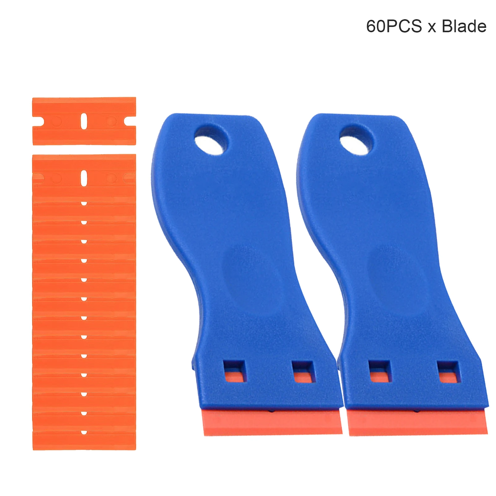 

2pcs Window Paint Remover Scraper Tool Cleaning Adhesive With 60pcs Blades Plastic Glue Labels Stickers Manual No Scratches