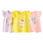 Милая Летняя Детская футболка с мультяшным рисунком жилет с оборками на рукавах для маленьких девочек футболки с рукавами-летячими рукавами детская одежда футболка для девочек