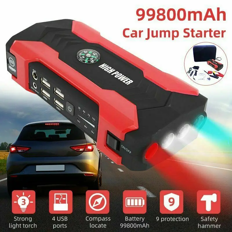 

99800mAh Car Jump Starter Booster Jumper Box Power Bank Battery Charger Portable Car Accessories