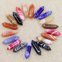 natural stone pillar hexagonal column agate onyx healing energy ore mineral craft home decor necklace keychain accessories 24pcs