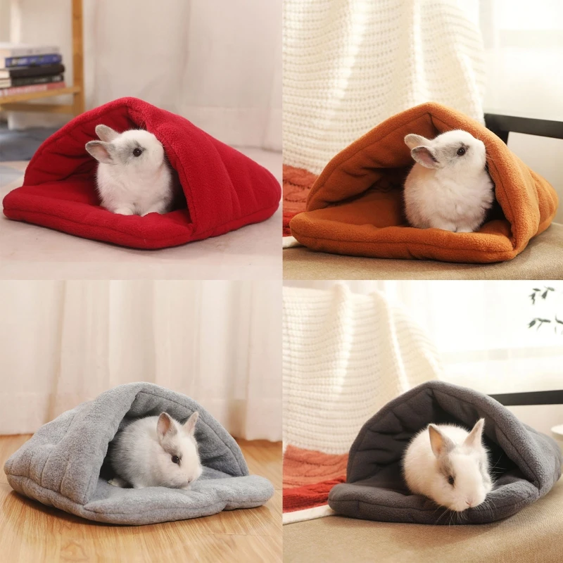 Bed Warm Bunny House Plush Beds Hideouts Cage Accessories for Dwarf Rabbit Hamster Ferret Cute Home Decor
