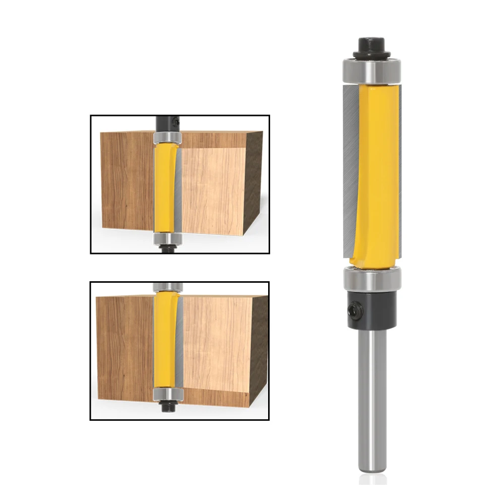 6mm Shank Flush Trim Router Bit with Top and Bottom Bearing 2-Option Diameter-12.7mm Wood Template Milling Cutter Pattern Bit