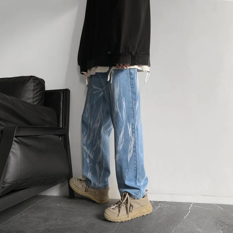 Y2K Emo Men Streetwear Wide Leg Pants Baggy Denim Jogger Trousers High Waist Cargo Pocket Harem Jeans Fairy Grunge  Alt Clothes