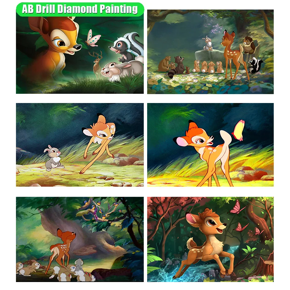 

5D Diamond Painting Disney Full Square&Round Embroidery Mosaic 5D Diy Ab Home Mural Decor Cartoon Cross Stitch Dwarf Bambi Ll226