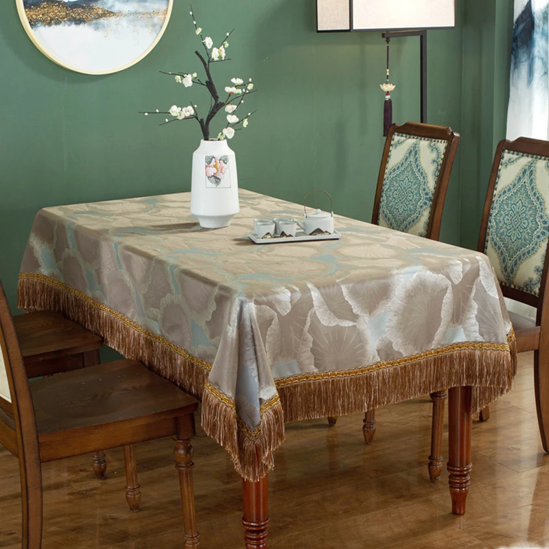 

Chinese Chenille Table Cloth,Jacquard Table Cloth Household Tea Table Cloth Rectangular with Tassels