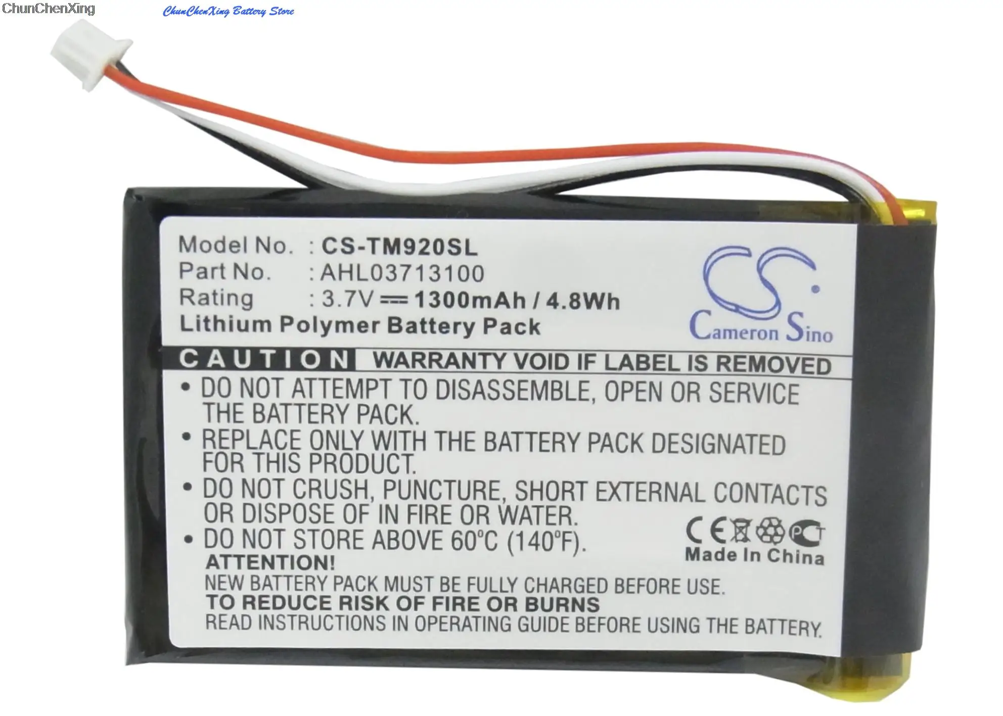 

Cameron Sino 1300mAh Battery AHL03713100 for TomTom 340S LIVE XL, Go 920, 920T, XL330, One XL 340