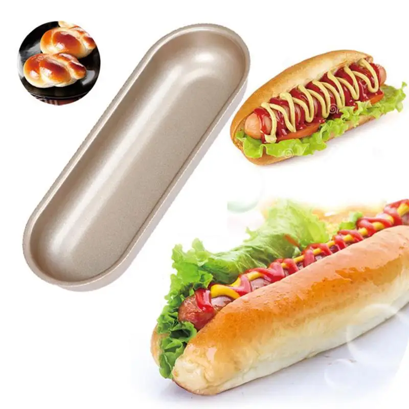 

Hot Dog Mold Bun Pan Hotdog Bread Mould Non Stick Bakeware 7 Inch Oval Mold Cozinha Cozinhar Kitchen Accessories Baking Tools