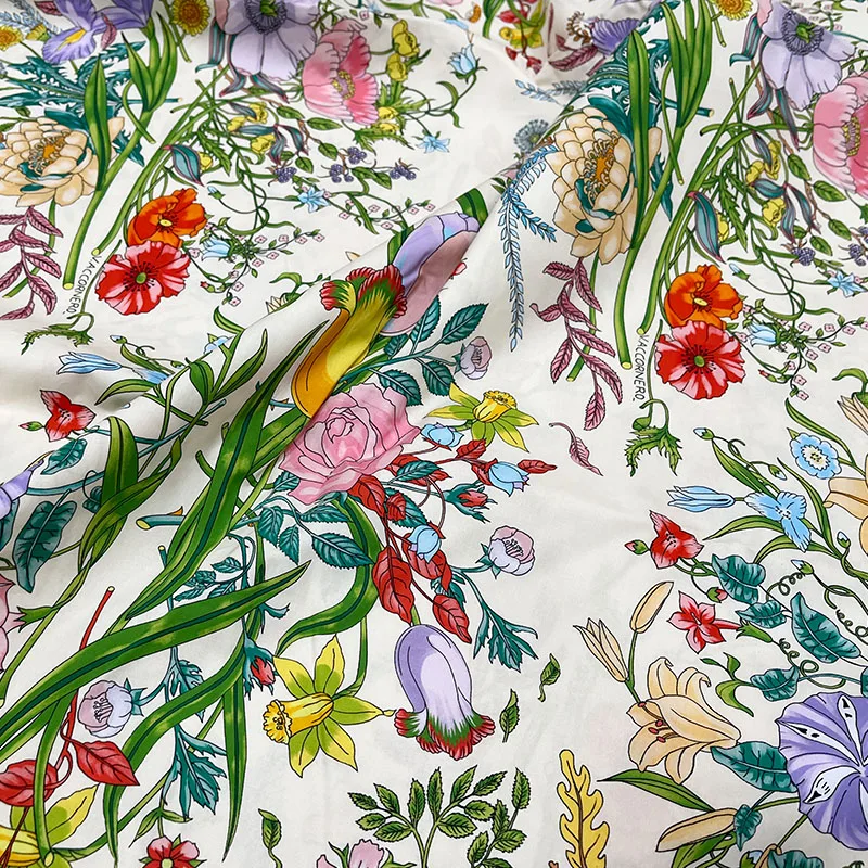 

Новинка 2022, женские дизайнерские ткани ручной работы из полиэстера с цветами в виде растений, яркая Женская ткань для шитья одежды