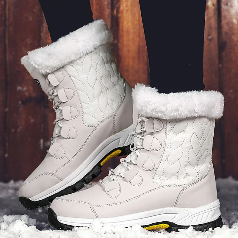 Women Snow Boots 2023 Fashion Mid-Calf Ankle Boots Waterproof Boots Warm Plush Shoes Antislip Plus Size