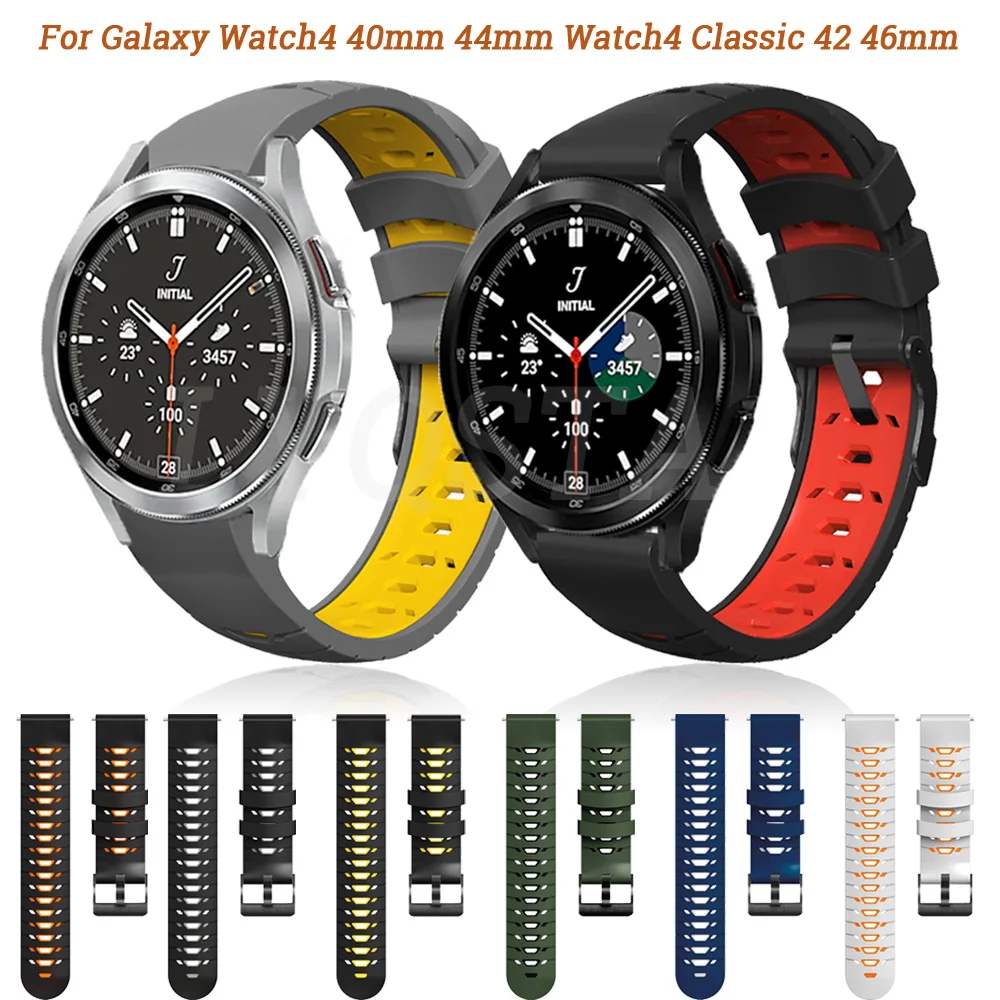 

Ремешок силиконовый для наручных часов, браслет для Samsung Galaxy Watch 4 Classic 46 42 мм, Galaxy Watch 4/Active 2 44 мм 40 мм, 22 20 мм