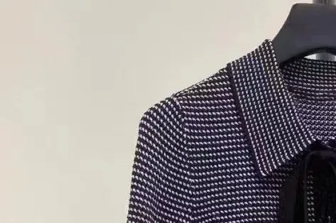 

Women Plaid Single Breasted Knit Cardigan Casual Turn-down Collar Bow Lady Long Sleeve 2022 Early Spring Vintage Sweater