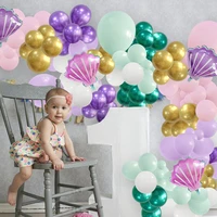163pcs mermaid shell balloon garland arch kit purple pink whie green balloons baby shower girl birthday wedding party decoration