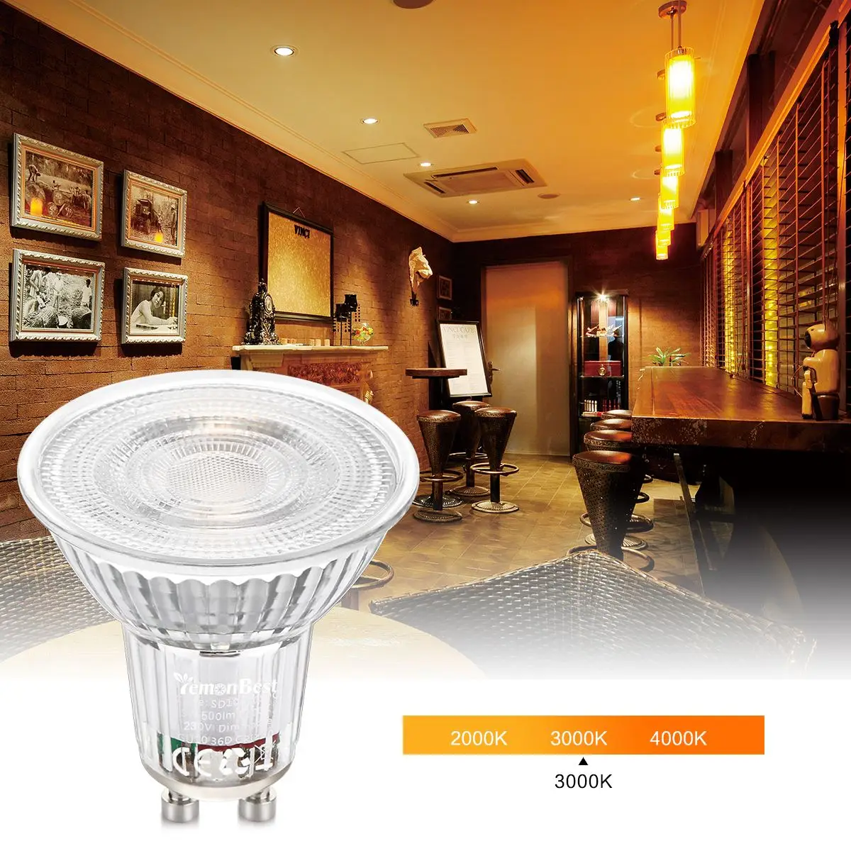 

5W GU10 LED Dimmable Spotlight Glass Bulb Lamp 500LM 6000K SMD2835/36 Degree Beam Angle/AC 230V/120V For Bedroom Livingroom