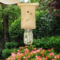 outdoor wood bee trap efficiently natural log house style carpenter bee catcher waterproof and durable wasp trap catcher