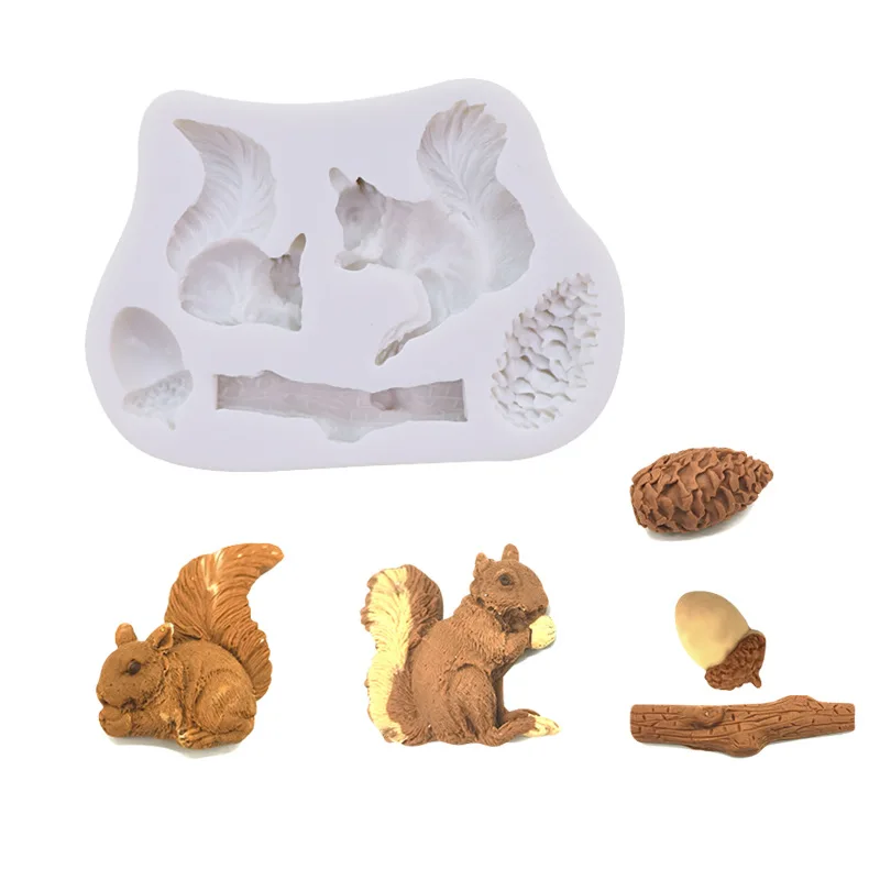 

3D Squirrel Pine Cone Silicone Mold DIY Cake Pastry Fondant Moulds Chocolate Dessert Lace Decoration Kitchen Resin Baking Tools