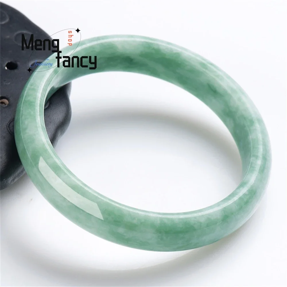 Натуральный жадеит светло-зеленый нефритовый браслет с плавающим цветком