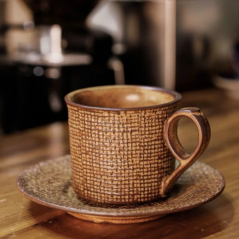 

Retro Creative Handmade Coffee Cup Japanese Rough Pottery Afternoon Tea Mug Ceramic Espresso Latte Cups Household Drinkware