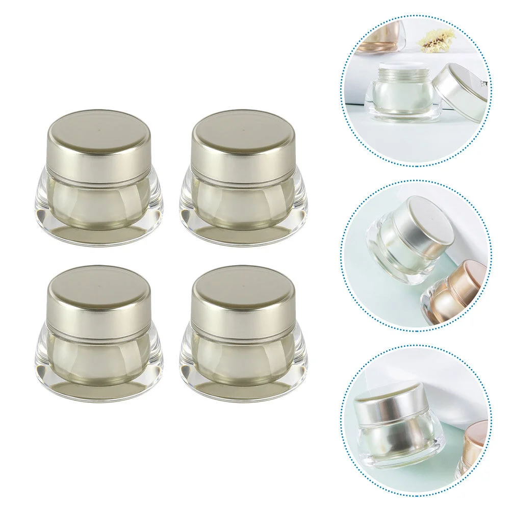 

4 Pcs Cream Jar Travel Face Container Multipurpose Sub Packaging Storage Bottle Glass Empty Acrylic Miss Mini Lotion