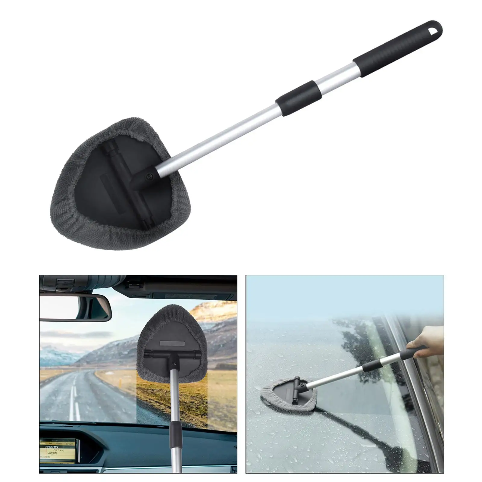 

Windshield Cleaner Brush Microfiber Cloth Anti Fog Extendable Reusable Long-Reach Wand Washable Wiper for Interior Inside