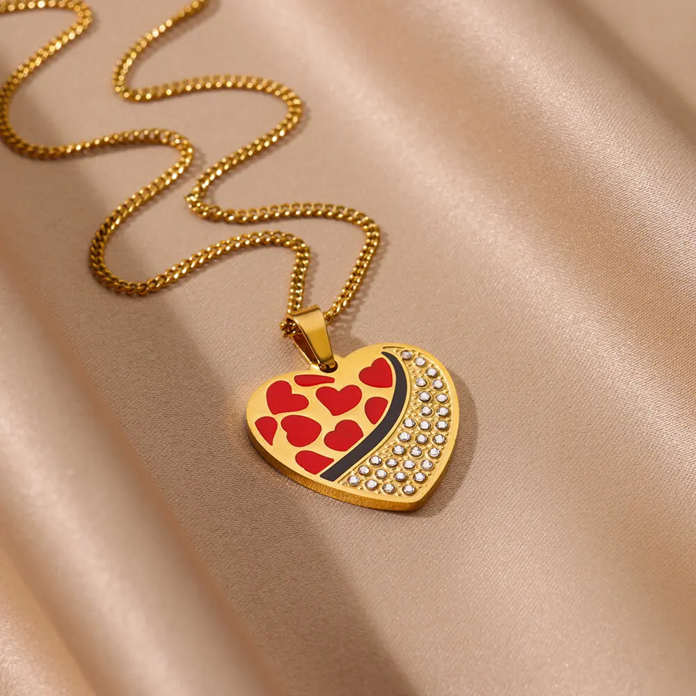 Ожерелье с подвеской в виде сердца из циркония для женщин цепочка нержавеющей