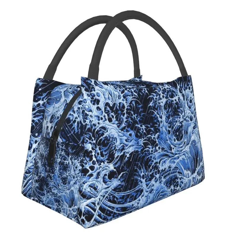 

Splash Of Blue Resuable Lunch Box Women Multifunction Wave Cooler Thermal Food Insulated Lunch Bag Travel Work Pinic Container