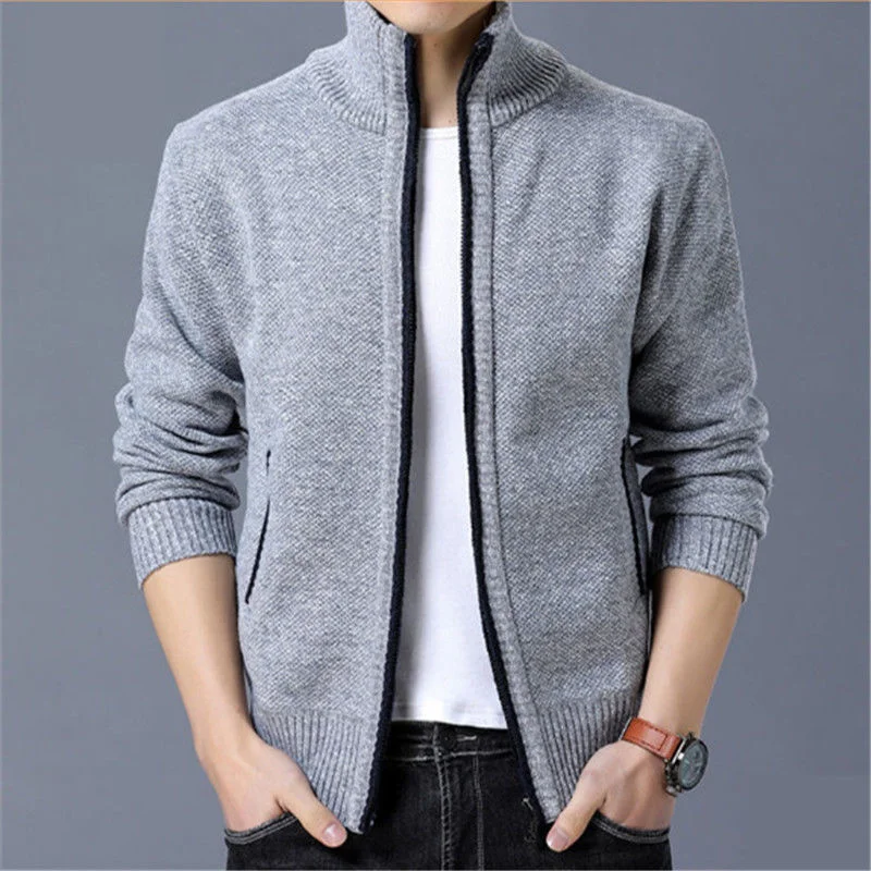 

Men's New Fleece Cardigan Sweater Fall/Winter Thermal Jacket Zip Up Knitted Trendy Casual Plus Size M-4XL